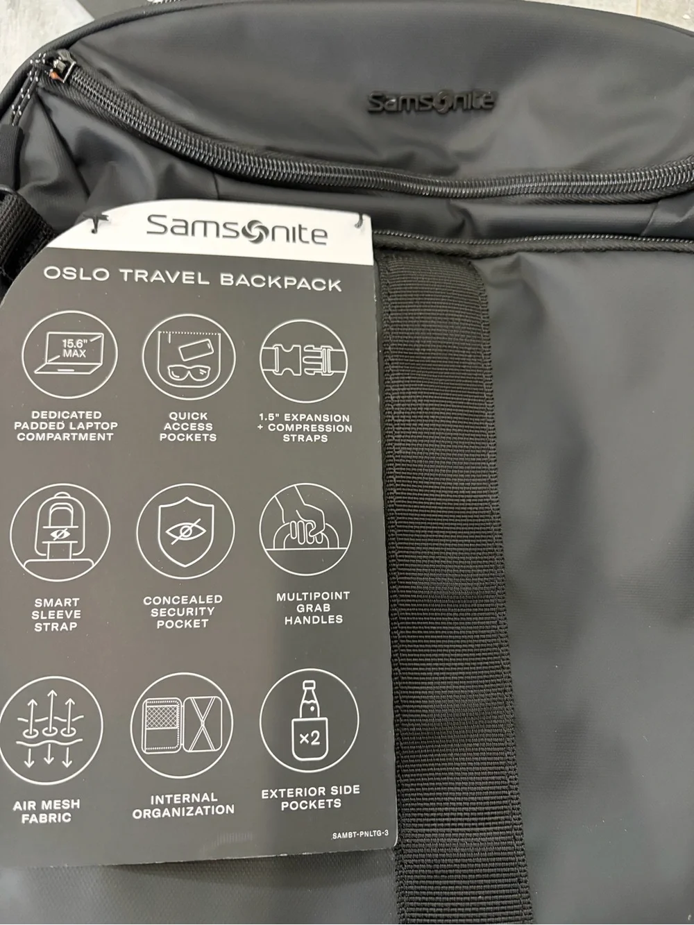 Samsonite Oslo Travel Backpack Large Black 160435-1041 NEW